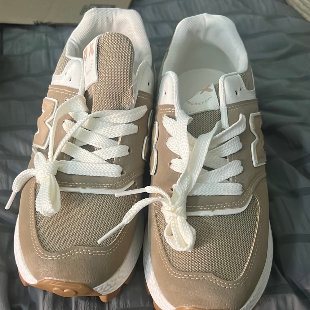 Beige and White Sneakers